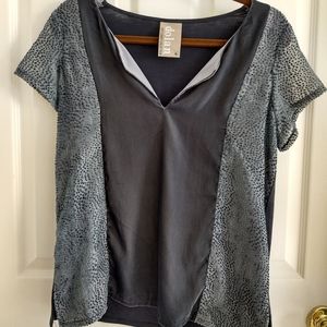Anthropologie Velour & Polka Dot Top